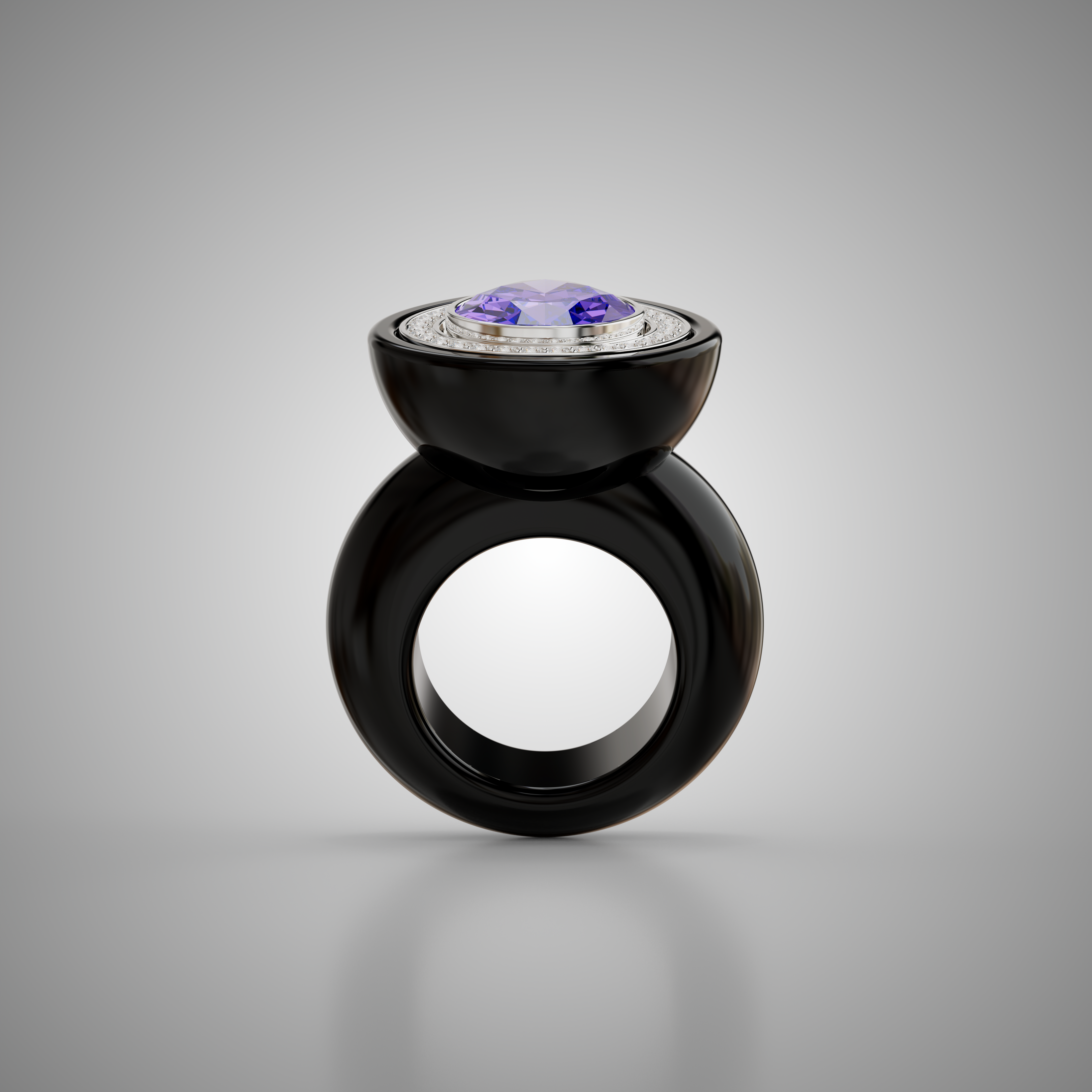 Ebony &amp; Diamond Pear Cocktail Ring