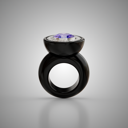 Ebony &amp; Diamond Pear Cocktail Ring