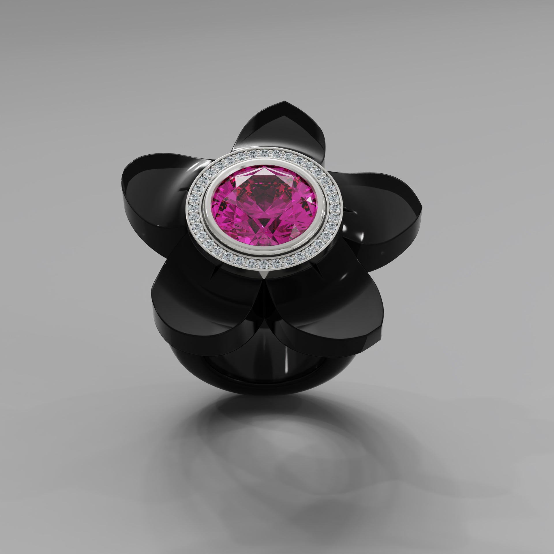 Noir Diamond 5 Petal Bloom Ring - Mark Gold