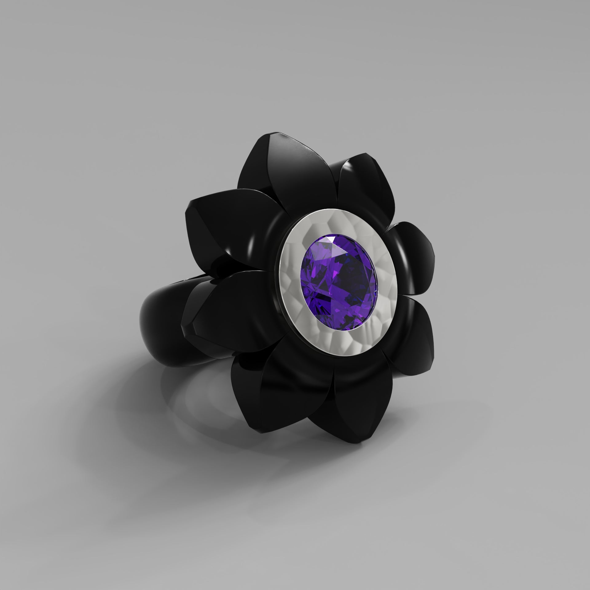 Noir Hammered Bespoke Bloom Ring - Mark Gold