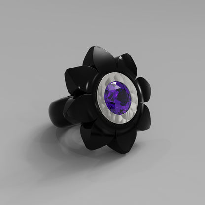 Noir Hammered Bespoke Bloom Ring - Mark Gold