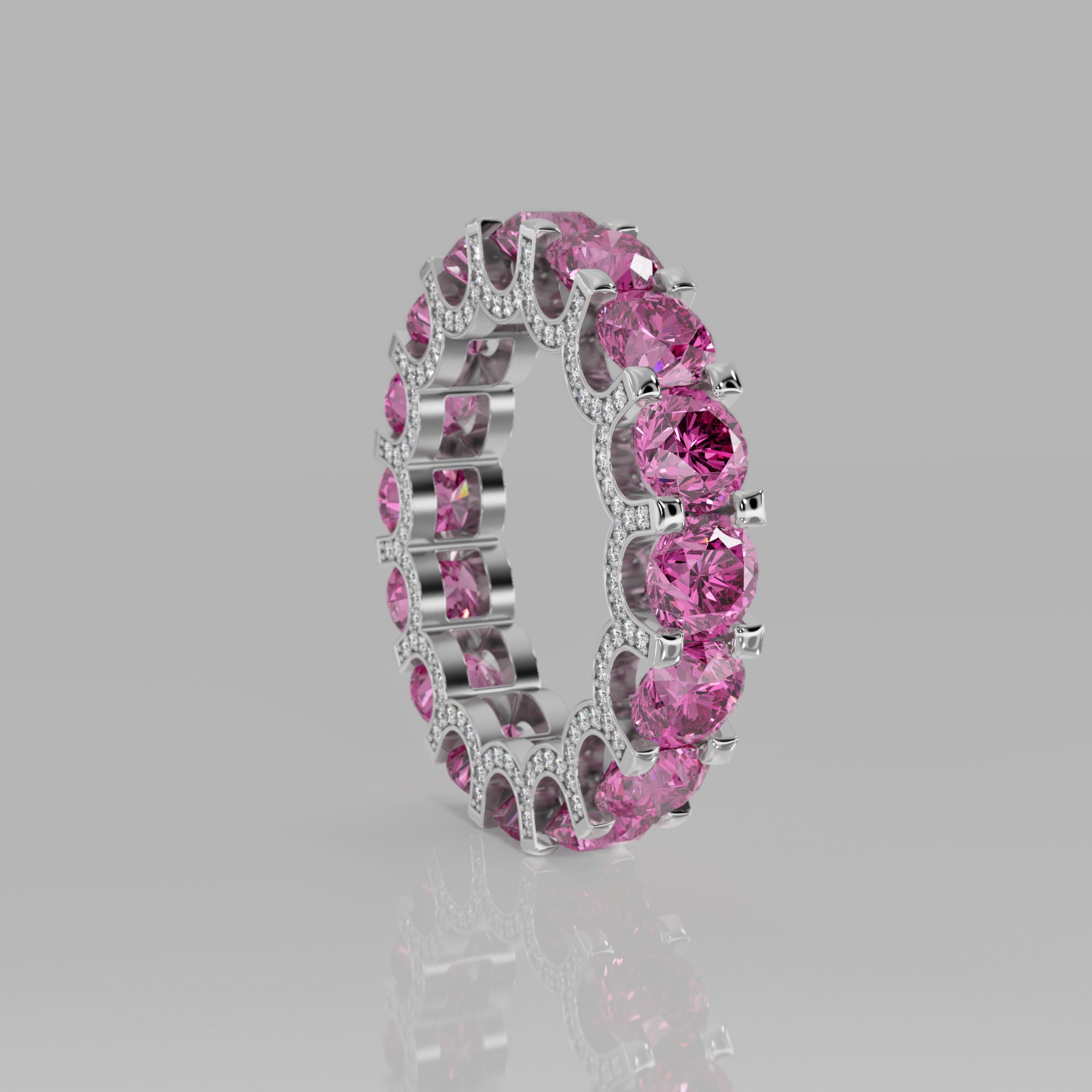 Rockstar Forever Ring - Round Pink Sapphire Pavé - Mark Gold