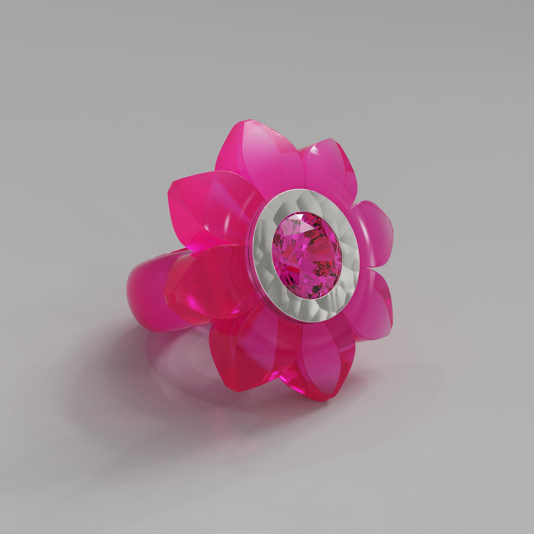 Pink Hammered Bespoke Bloom Ring - Mark Gold