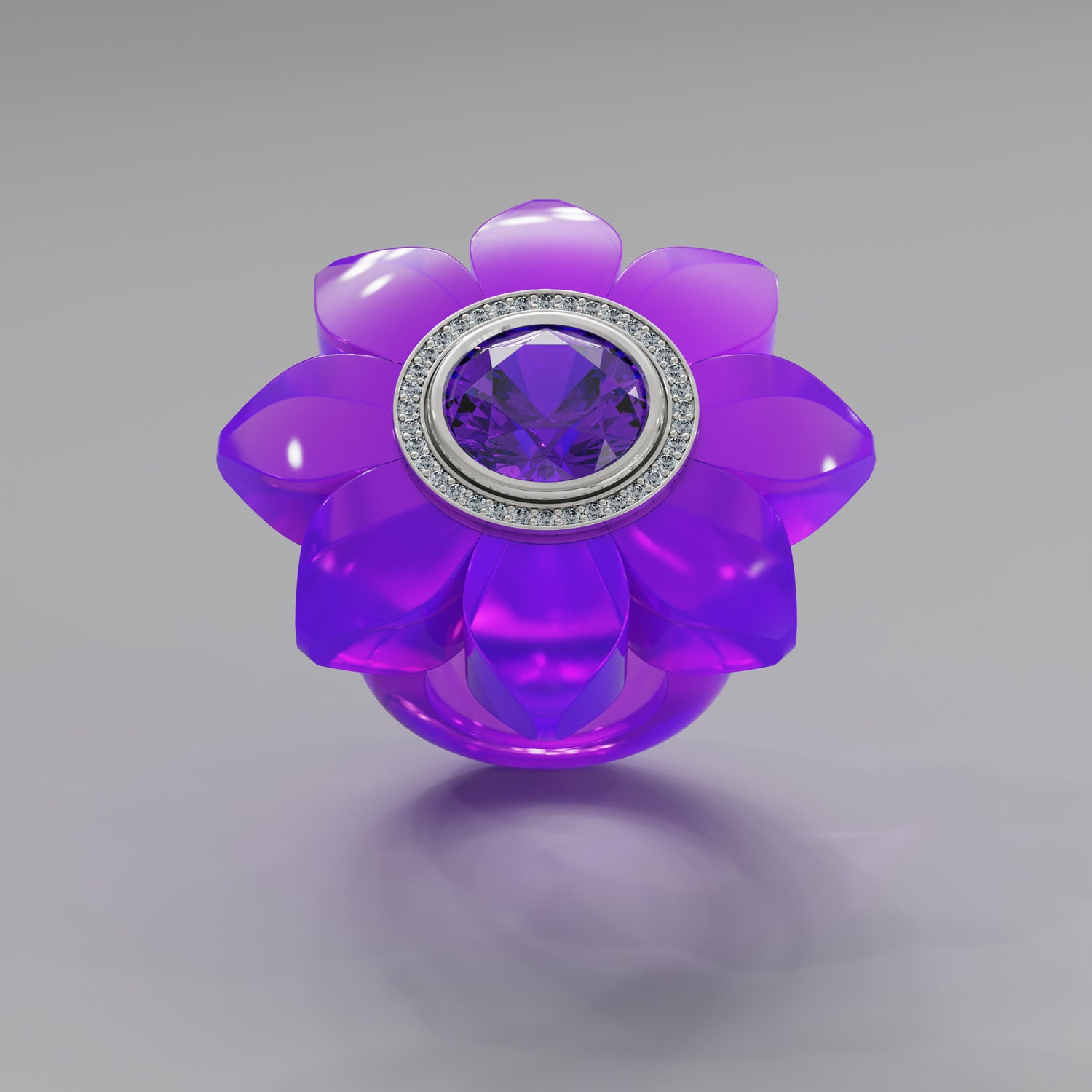 Purple Diamond Bespoke Bloom Ring - Mark Gold