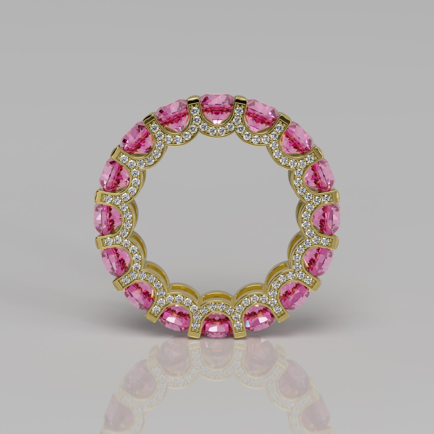 Rockstar Forever Ring - Round Pink Sapphire Pavé - Mark Gold